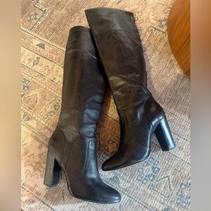 Black Leather Knee-high Boots